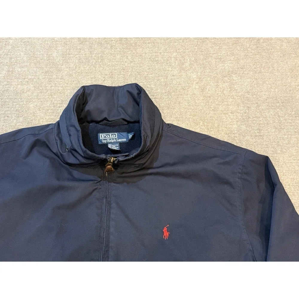 Polo Ralph Lauren VTG Windbreaker Jacket Mens XL Navy Fleece Lined Hooded 90s